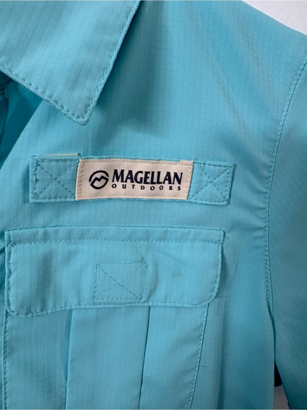Magellan Outdoors Aqua Drawstring Shirt Dress with Chest Pockets - Picture 6 of 7